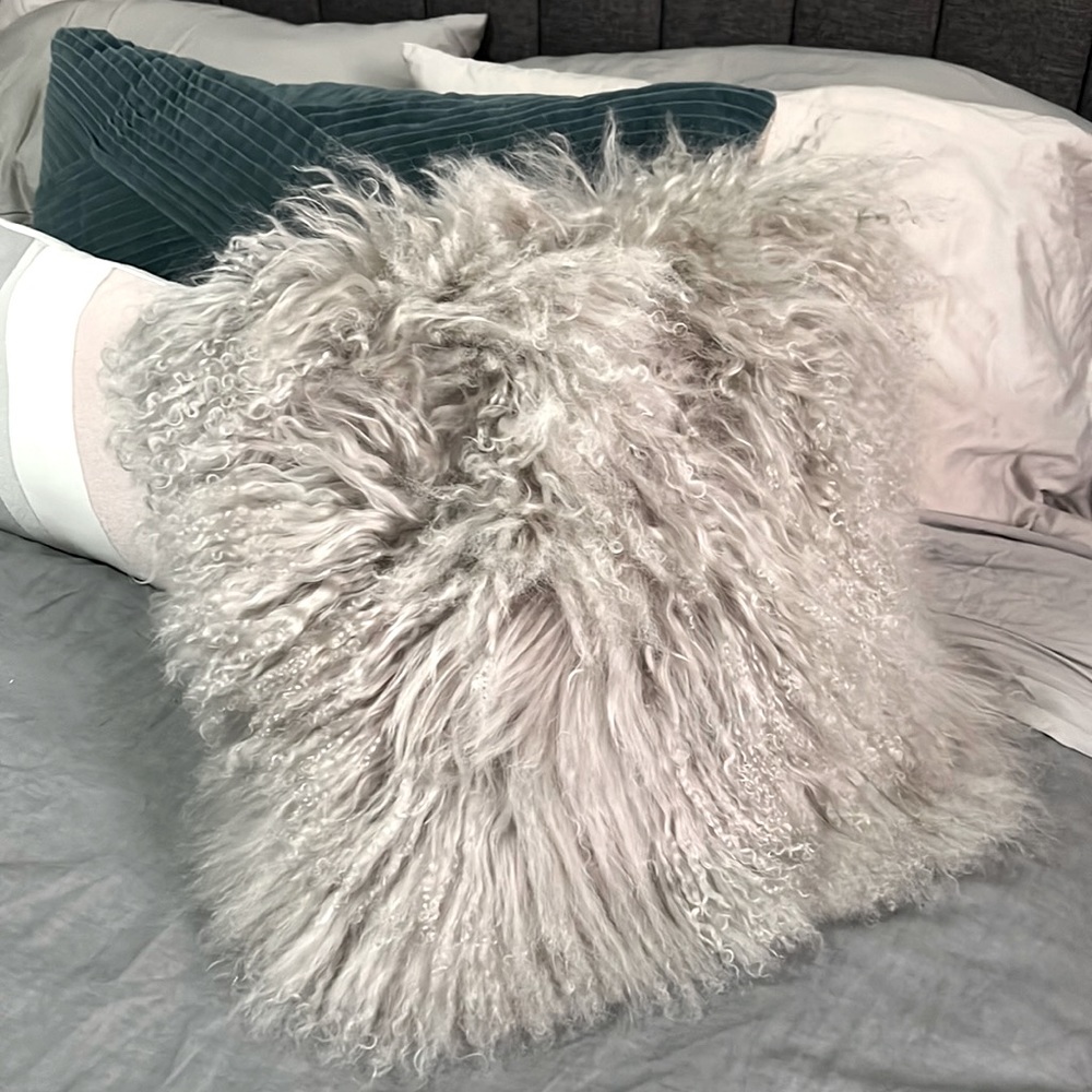Gray Fur pillows (2)
